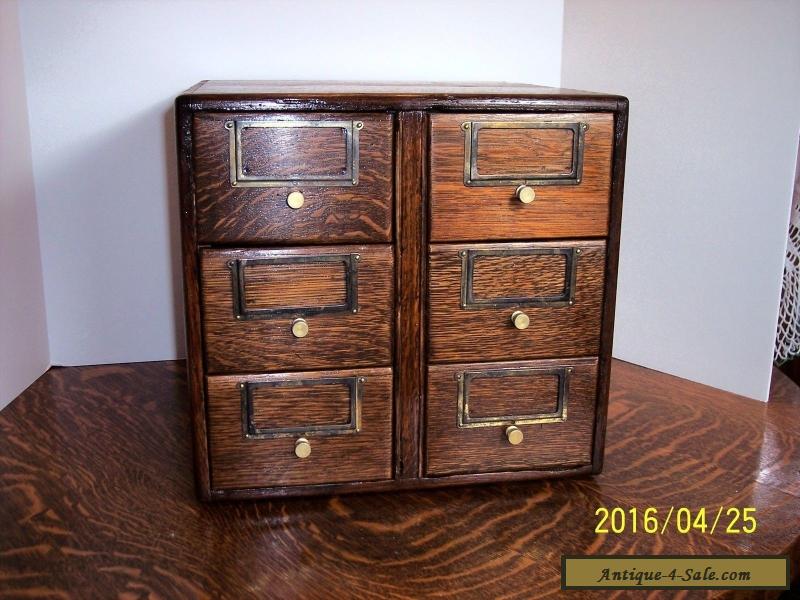 Antique Quarter Sawn Oak File Drawer Cabinet 6 Drawer Unit For