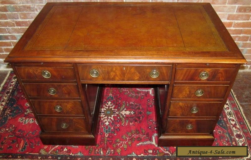 19th Century Georgian Style Mahogany Partners Desk With Leather
