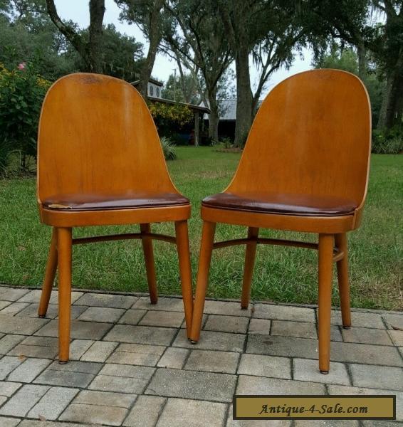 Pair Mid Century Modern Shelby Williams Chair Danish Molded Wood