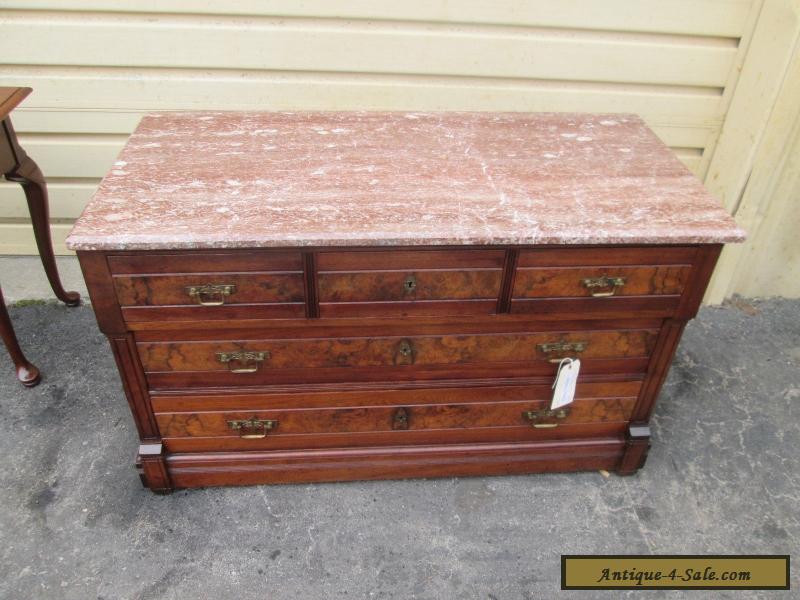 54564 Antique Victorian Walnut Dresser With Marble Top For Sale In