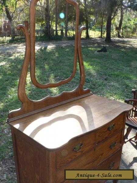 Antique Vintage Oak Dresser Mirror Primative Early American