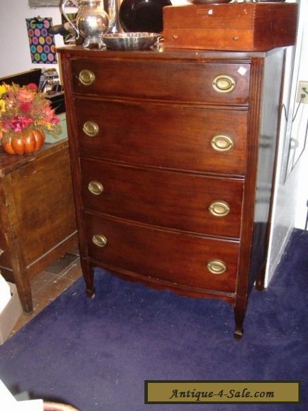 Mahogany High Chest On Chest Vintage Antique Dresser 4 Drawers For