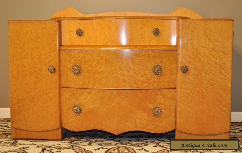 Vintage Art Deco Birds Eye Maple Dresser Dressing Table Chest Of
