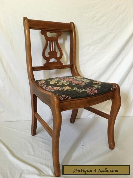 Beautiful Antique Vintage Needlepoint Wood Harp Lyre Chair ...