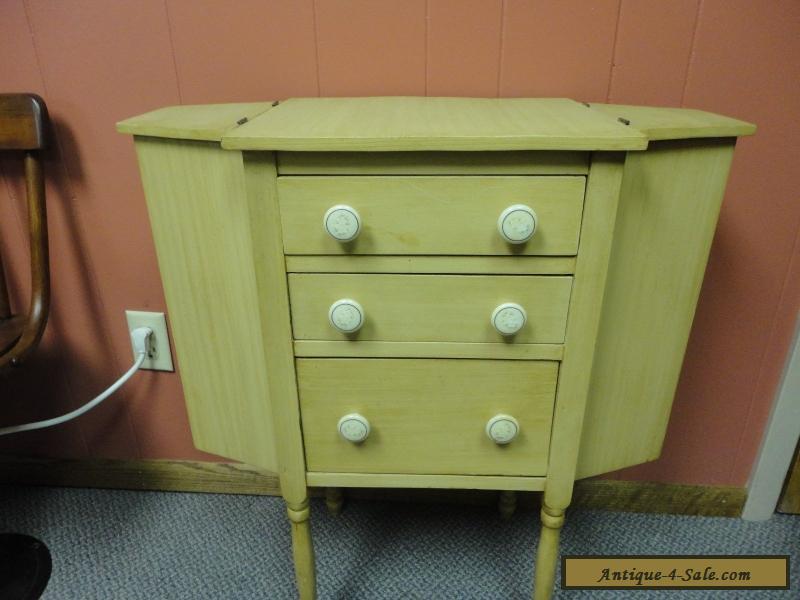 Vintage Antique Wood Martha Washington Sewing Cabinet Nightstand