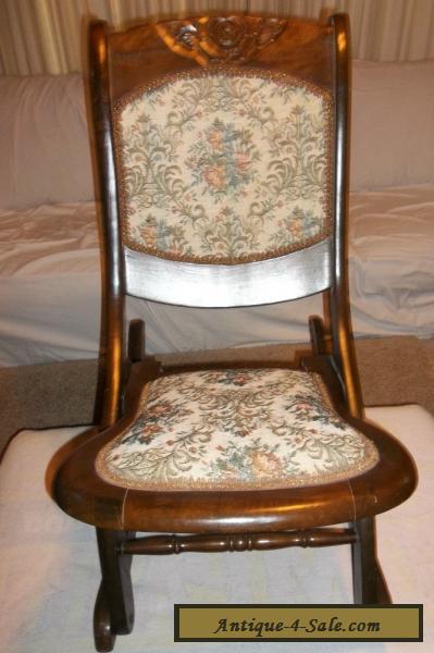 Vintage Wood Folding Rocker Rocking Chair Antique Beautiful Ornate