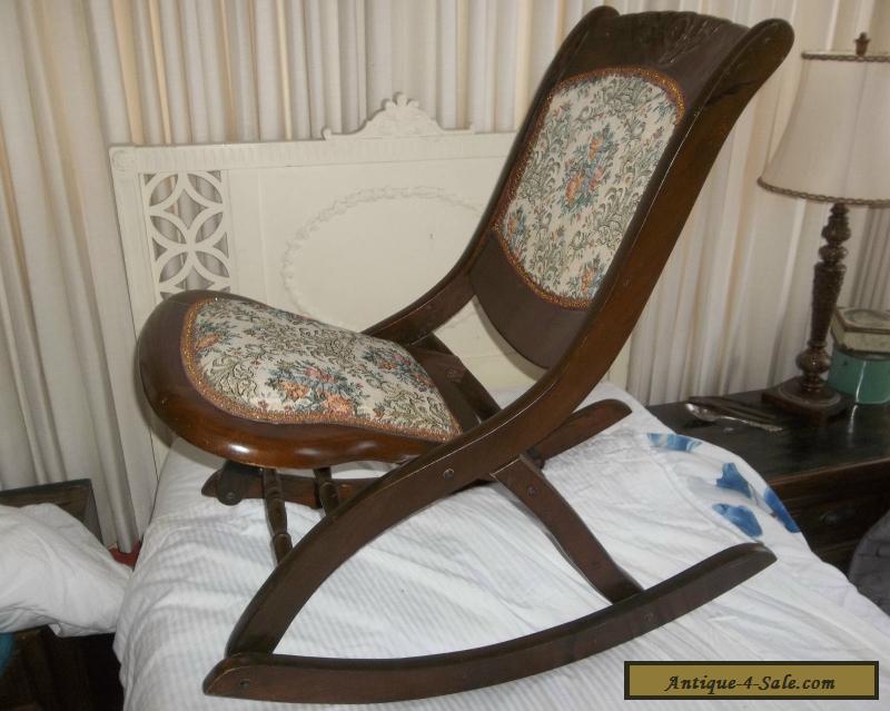 Vintage Wood Folding Rocker Rocking Chair Antique Beautiful Ornate 3520 3 