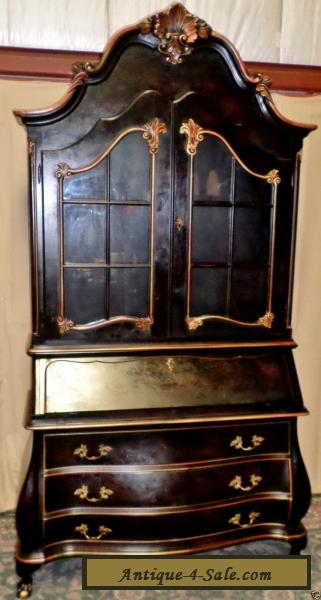 Hekman French Provincial Secretary Painted Desk Lighted Carved