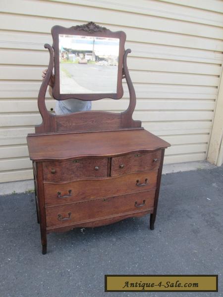 1 Antique Oak Victorian Dresser With Mirror For Sale In United States