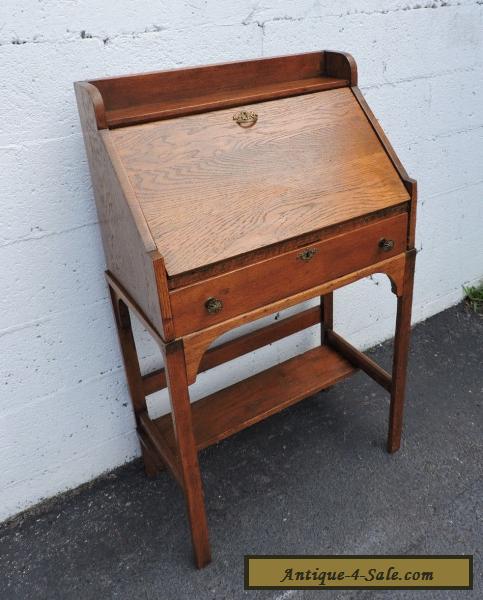 Early 1900 S Small Mission Solid Oak Secretary Desk 7759 For Sale