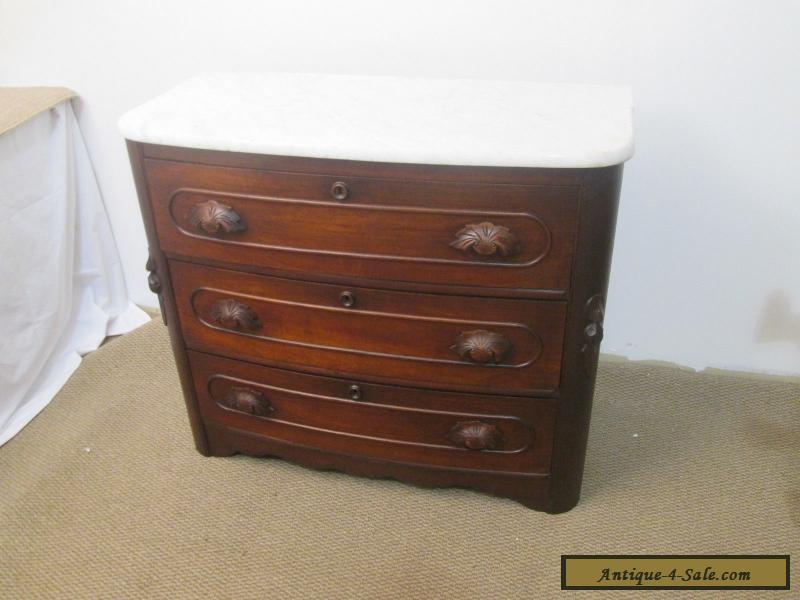 57037 Antique Walnut Marble Top Dresser Chest For Sale In United