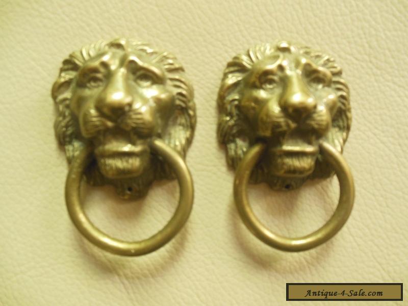 Vintage Pair Of Brass Lion Head Drawer Pulls For Sale In Canada