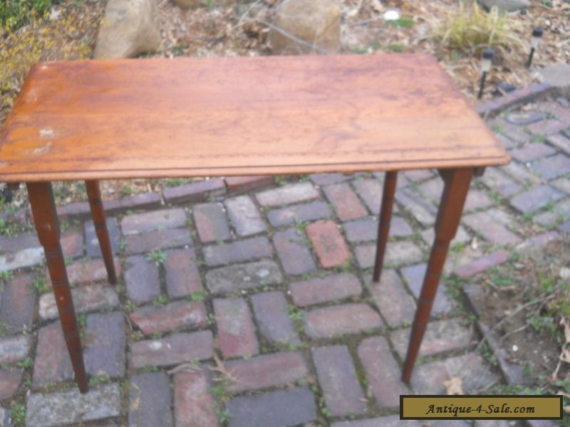 Antique Vintage Wood Folding Sewing Table With Yard Measure For