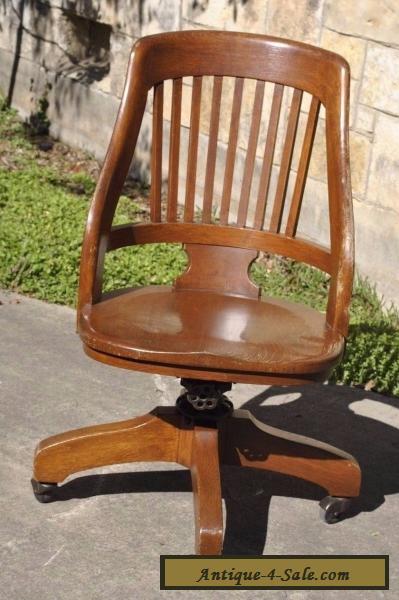 vintage milwaukee chair co antique oak wood swivel desk office lawyer chair  571 1