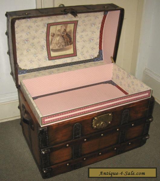 ANTIQUE STEAMER TRUNK VINTAGE VICTORIAN DOME TOP BRIDES STYLE STAGECOACH CHEST for Sale in ...