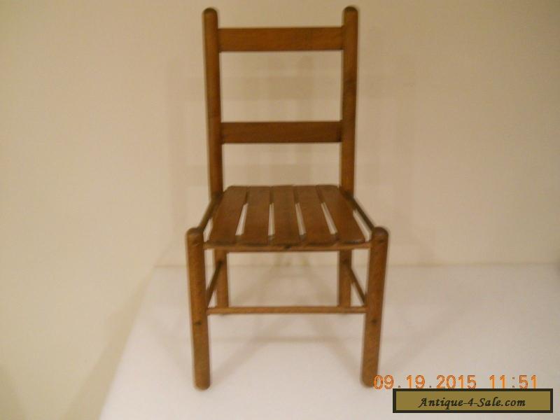 Antique Vintage Wood Child Youth Slat Chair Mid Century For Sale
