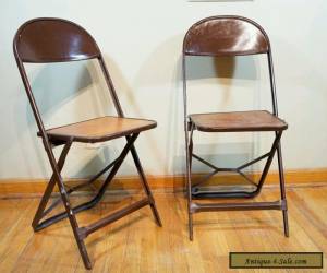 Item PAIR OF VINTAGE Plywood FOLDING CHAIRS with iron supports Industrial for Sale