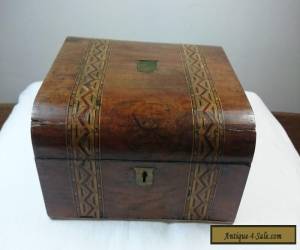 Item ANTIQUE TUNBRIDGE WARE MARQUETRY INLAID WOOD JEWELLERY or TRINKET BOX WOODEN for Sale