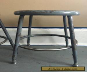 Item Pair of Vintage Industrial Steampunk Mid Century Modern Metal Short Shop Stools for Sale