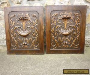 Item pair of antique french carved wood panels for Sale