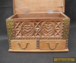 Item  Wooden flower carved box with drawers and brass detailing Indian?  for Sale