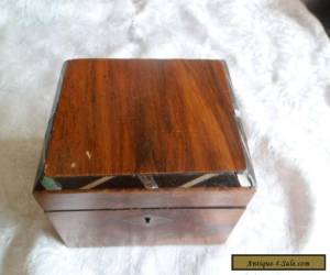 Item Wooden box with mother of pearl decoration around the edge for Sale