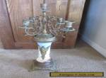 Beautiful ANTIQUE French Bronze & Porcelain Candelabra Large 23" tall Ornate Old for Sale