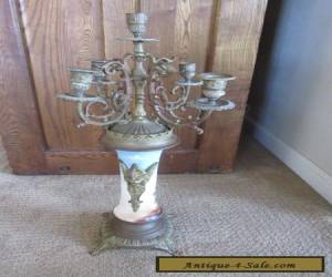 Item Beautiful ANTIQUE French Bronze & Porcelain Candelabra Large 23" tall Ornate Old for Sale