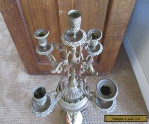 Item Beautiful ANTIQUE French Bronze & Porcelain Candelabra Large 23" tall Ornate Old for Sale