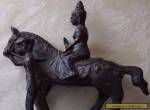 Antique Old Thai Bronze Buddha Warrior Riding a Horse With A slave figure statue for Sale