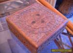 Hand carved wooden box with brass inlay for Sale