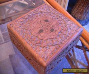 Item Hand carved wooden box with brass inlay for Sale