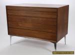 Mid Century Modern 4-Drawer Chest W Tapered Chrome Legs Walnut Vintage Furniture for Sale