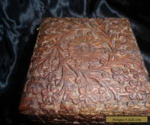 Item Vintage  Hand Carved Wood Box for Sale
