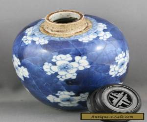 Item Very Fine Antique Chinese Hand Painted Porcelain Jar Carved Wooden Lid  c1890s for Sale