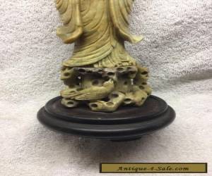 Item Antique Chinese Soapstone On A Wooden Base for Sale