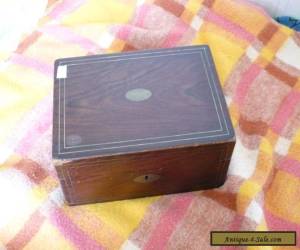 Item vintage rosewood box inlayed with brass stringing for Sale