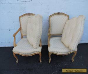Item Pair of Large Vintage French Carved Living Room Side by Side Chairs 7575 for Sale