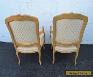 Item Pair of Large Vintage French Carved Living Room Side by Side Chairs 7575 for Sale