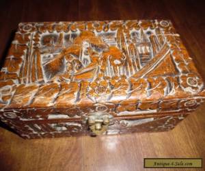 Item ANTIQUE STORAGE BOX LARGE WITH CARVED WOOD for Sale