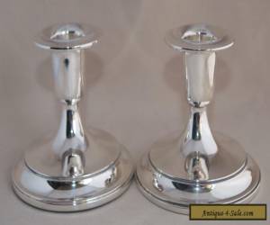 Item Pair of WHITEHILL Silver Plate Squat Candle Stick Holders for Sale