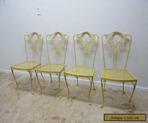 Item 4 Vintage Mid Century Woodard Floral Outdoor Patio Porch Dining Side Chairs Set for Sale