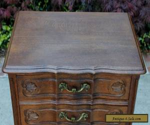 Item Antique French Tiger Oak Louis XV Style 3-Drawer Chest End Table Nightstand for Sale