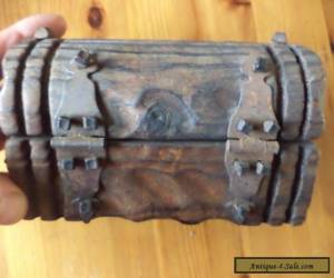 Item antique carved wooden box  treasure chest for Sale