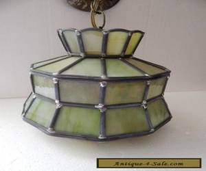 Item Vtg. Green Slag Glass Hanging Light Fixture - Unique Shape  for Sale