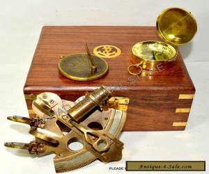 Item MARITIME COLLECTIBLE NAUTICAL BRASS GERMAN SEXTANT W/WOODEN BOX GIFT for Sale