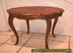 Vintage Carved Wood French Country Side End Table - Inlaid Top w/ Flowers for Sale