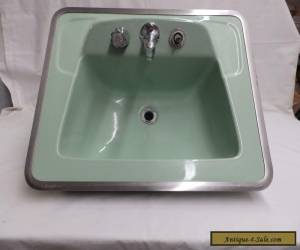 Item Vintage Jadeite Green Porcelain Ceramic Bathroom Sink old Lavatory 4954-15 for Sale