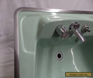 Item Vintage Jadeite Green Porcelain Ceramic Bathroom Sink old Lavatory 4954-15 for Sale