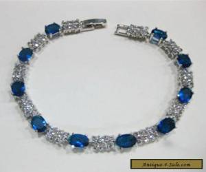 Item Fascinating Vogue style jewelry 18k white gold sapphire gem bracelet 8 inch.+box for Sale
